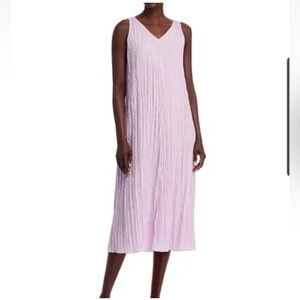 NEW Eileen Fisher Crushed Silk Midi Dress in Wild Orchid
